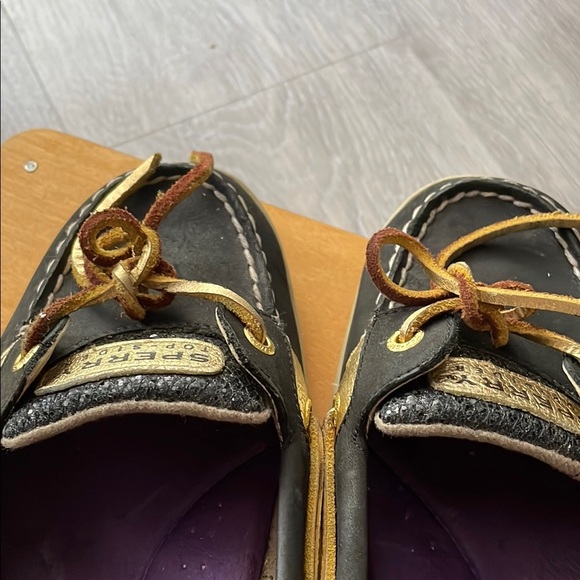 Sperry Black and Gold Flats with Nautical Elegance - Picture 7 of 8